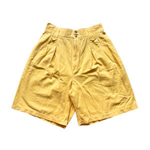 Vintage 90s Womens Sunshine Yellow Shorts 8 High Waisted Preppy Classic Coastal